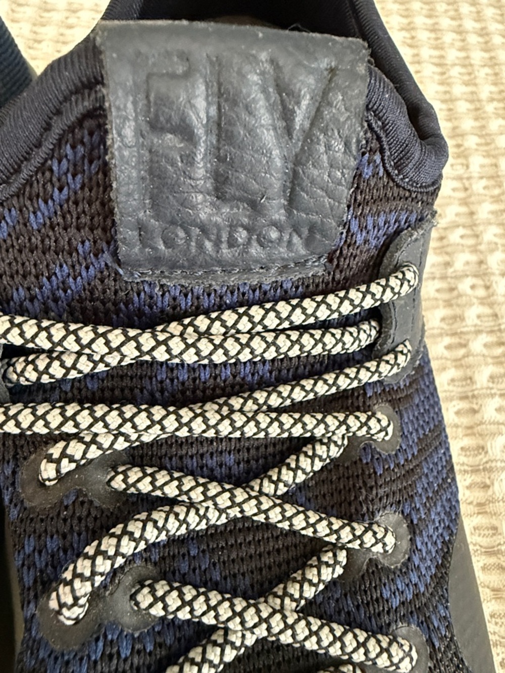 Fly London woman’s Navy and Black Knit Sneaker with Contrast Laces in size 37. - Picture 2 of 5